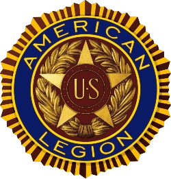 The American Legion official gold and blue emblem.